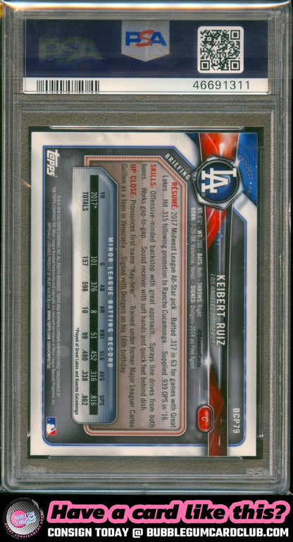 2018 Bowman Keibert Ruiz Chrome Mojo Refractor Dodgers PSA 10