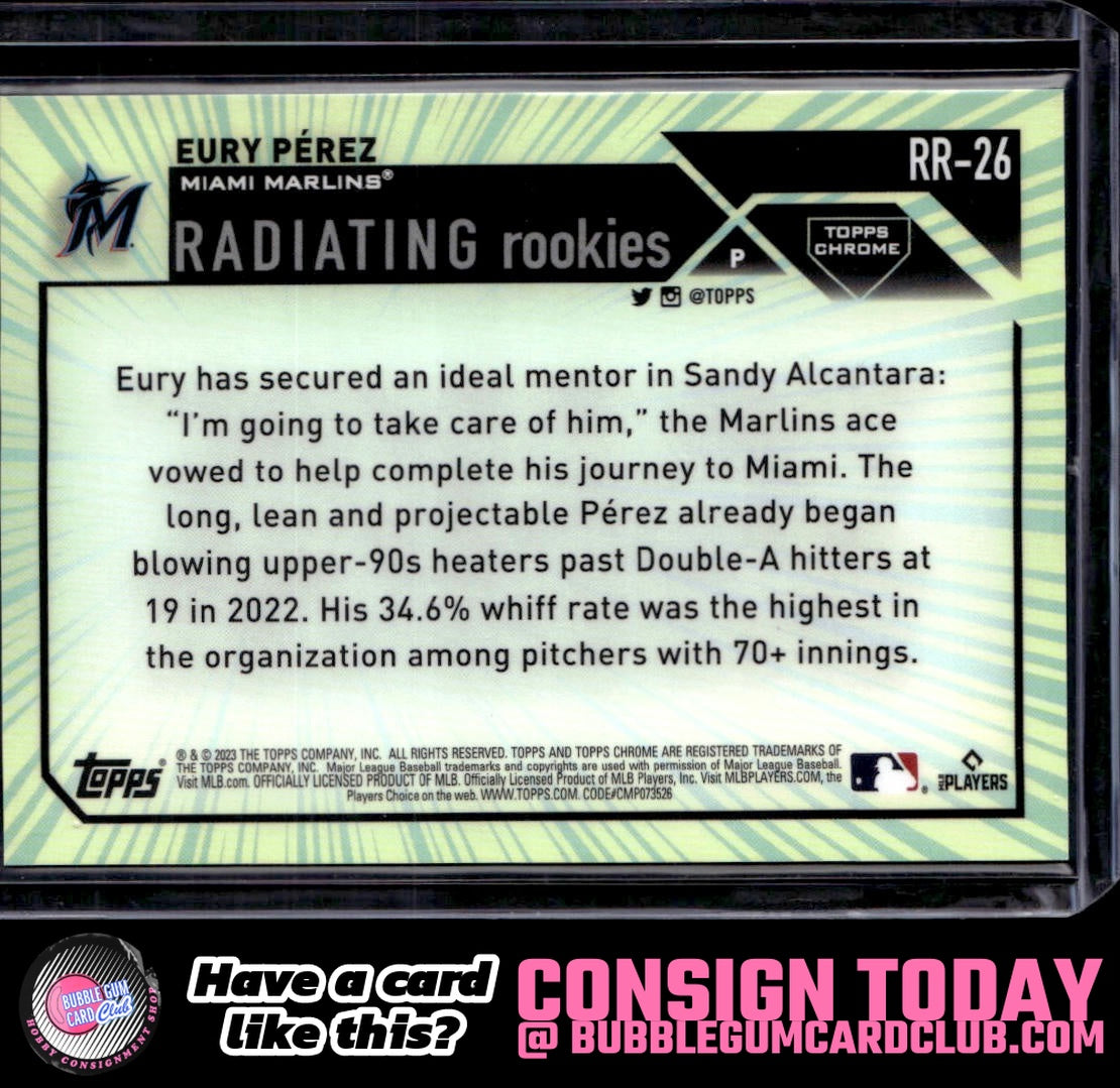 2023 Topps Chrome Update Eury Pérez Radiating Rookies SSP Case Hit Marlins