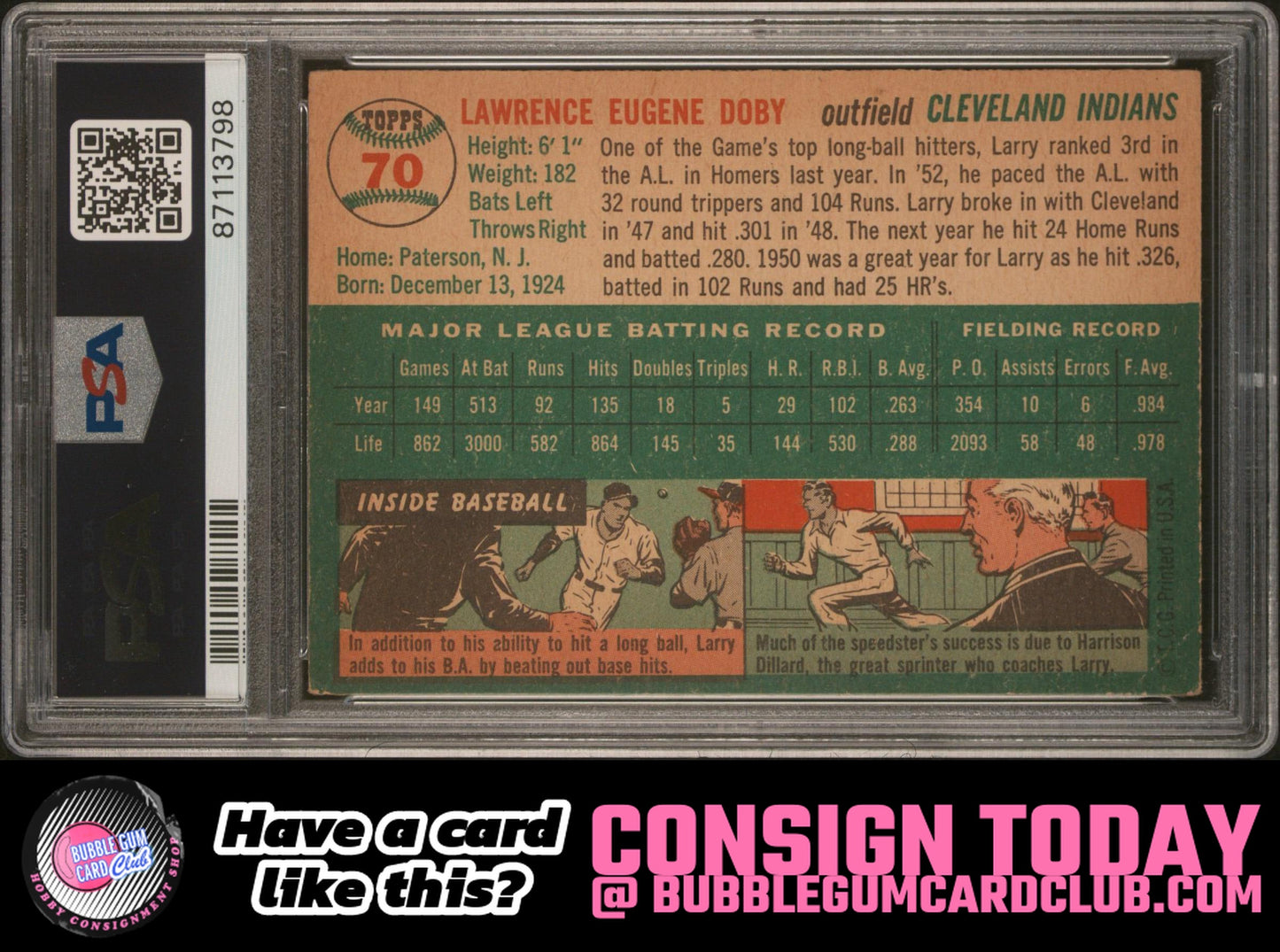 1954 Topps Larry Doby Cleveland Indians PSA 3