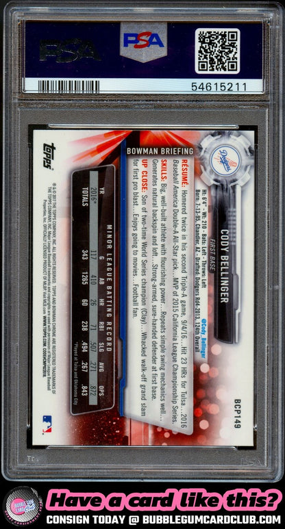 2017 Bowman Cody Bellinger Chrome Prospects Mojo Los Angeles Dodgers PSA 10