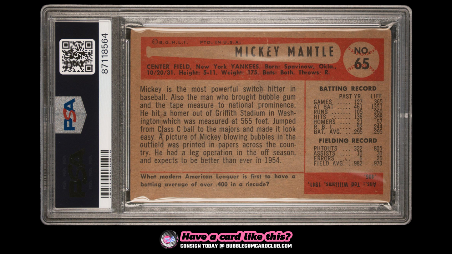 1954 Bowman Mickey Mantle New York Yankees PSA 1.5