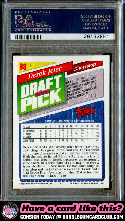 1993 Topps Derek Jeter Rookie New York Yankees PSA 6