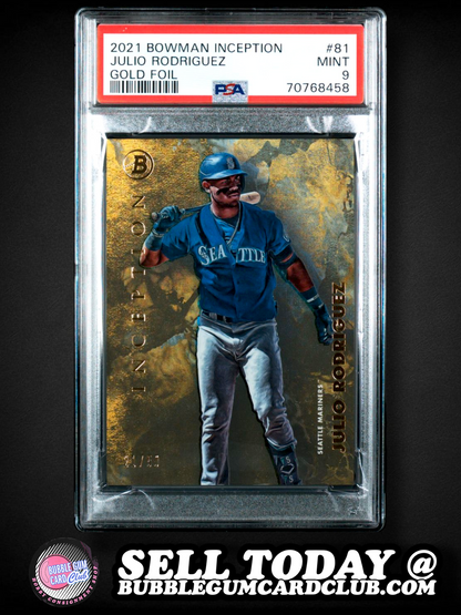 2021 Bowman Inception Julio Rodriguez Gold Foil /50 PSA 9 Mariners