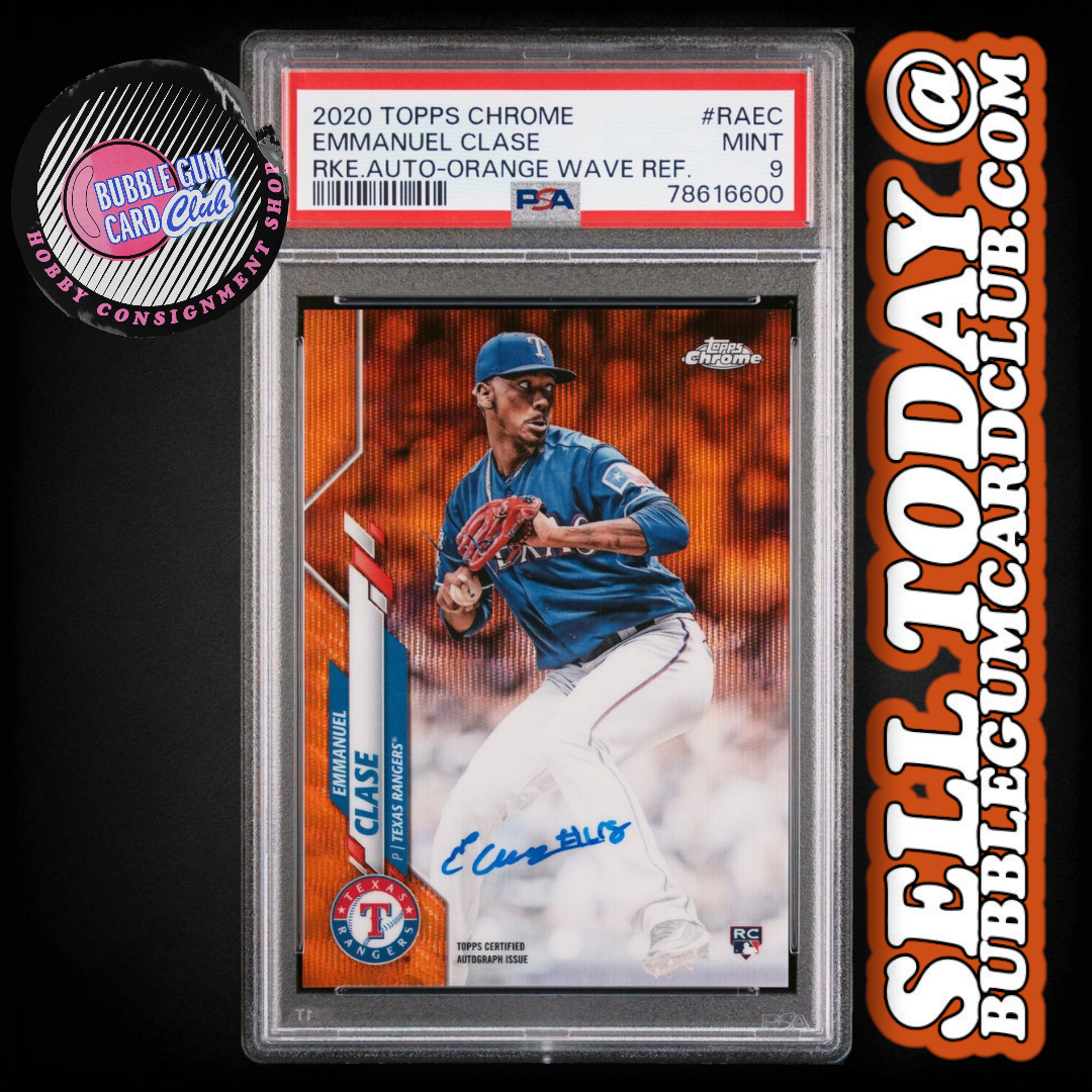 2020 Topps Chrome Emmanuel Clase Rookie Auto Orange /25 RC Rangers Indians PSA 9