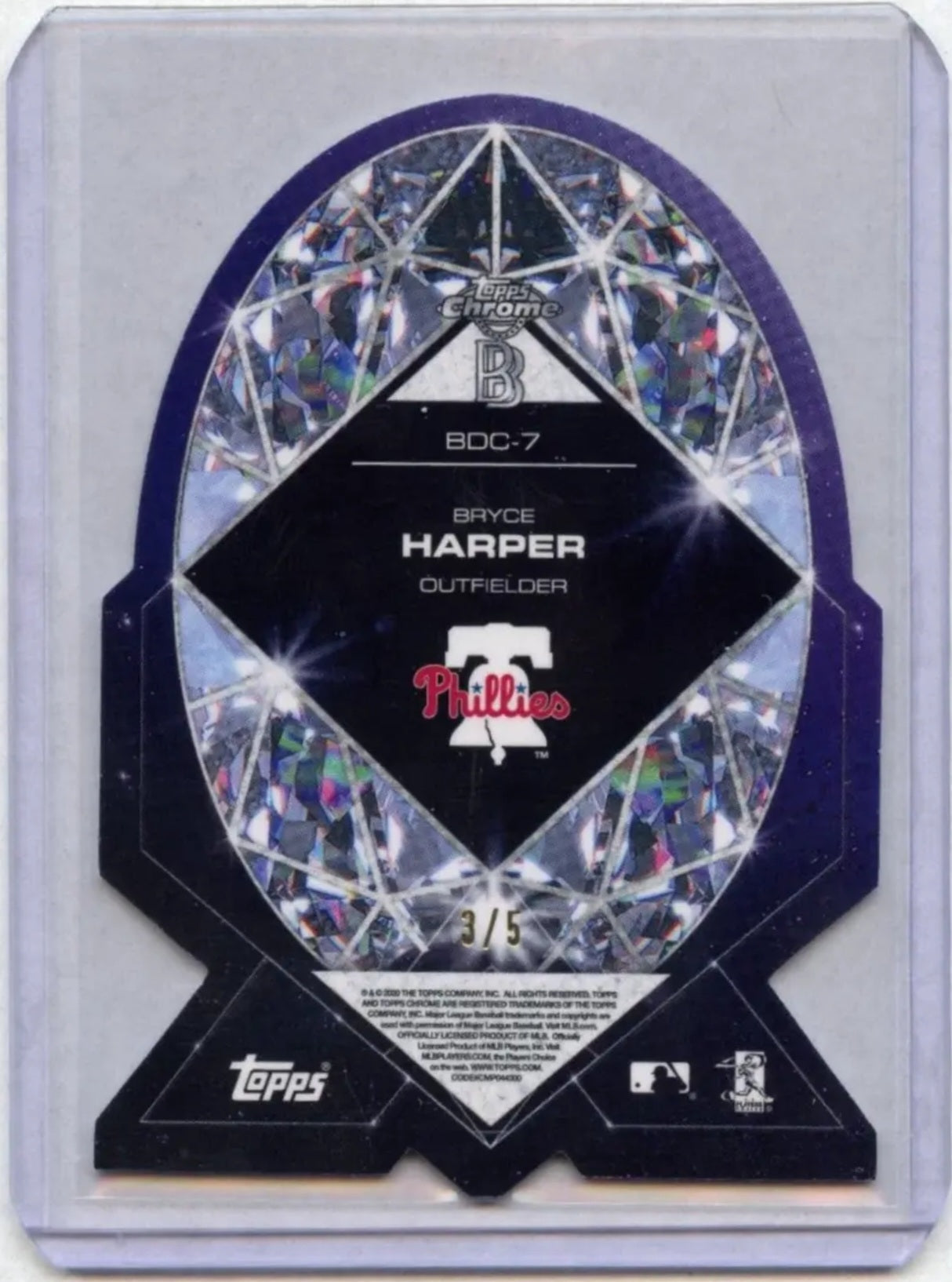 2020 Ben Baller Chrome Bryce Harper Die Cut Red /5 Phillies