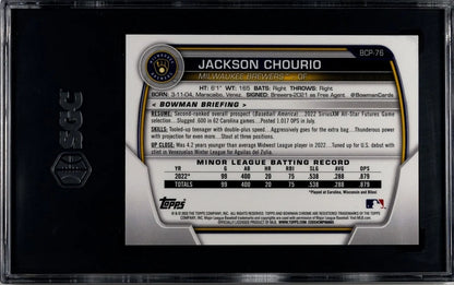 2023 Bowman Chrome Jackson Chourio Blue Ray Wave Refractor /150 SGC 9.5