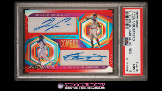 2022 Leaf Vivid Ronald Acuna Jr. Vladimir Guerrero Jr. Dual Auto /35 PSA 9