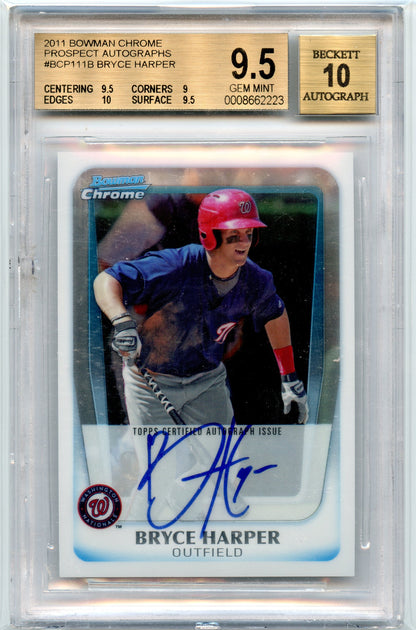 2011 Bowman Chrome Bryce Harper Prospect Auto #BCP111 Nationals Phillies