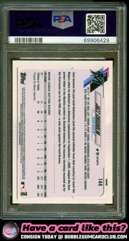 2021 Topps Chrome Jazz Chisholm Prism Refractor Miami Marlins PSA 9