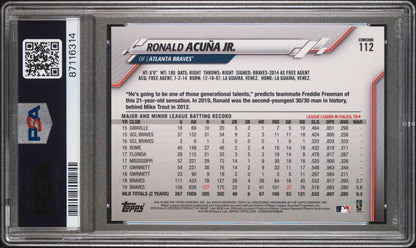 2020 Topps Chrome Ronald Acuña Jr. SP Image Variation Refractor Atlanta Braves PSA 9