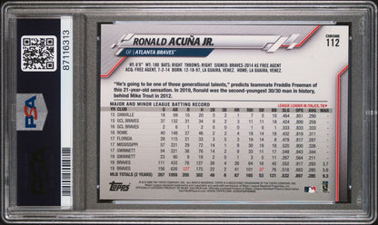 2020 Topps Chrome Ronald Acuña Jr. SP Image Variation Refractor Atlanta Braves PSA 10