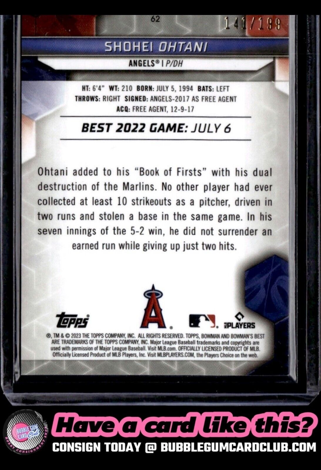 2023 Bowman's Best Shohei Ohtani Aqua Lava /199 Refractors Los Angeles Angels