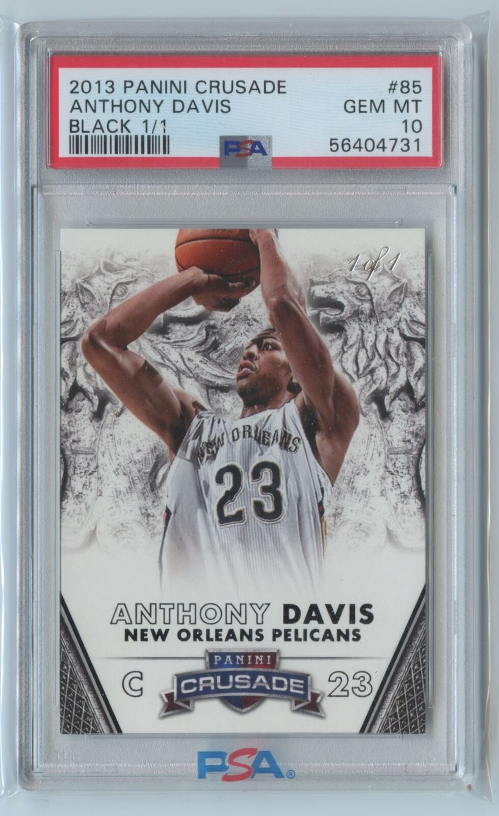 2013-14 Panini Crusade Black Anthony Davis 1/1 Los Angeles Lakers #85 PSA 10