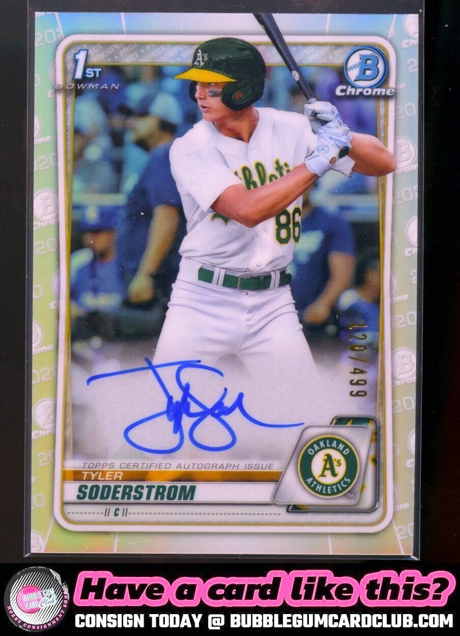 2020 Bowman Draft Tyler Soderstrom Chrome Refractor Auto /499 Oakland Athletics