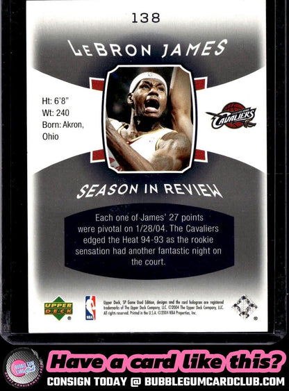 2004-05 SP Game Used LeBron James Cleveland Cavaliers /999