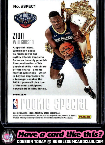 2019-20 Hoops Zion Williamson Rookie Special Flash New Orleans Pelicans