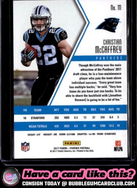 2017 Panini Phoenix Christian McCaffrey Rookie Carolina Panthers