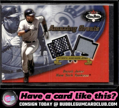 2002 Fleer Box Score Derek Jeter Amazing Greats Single Swatch New York Yankees