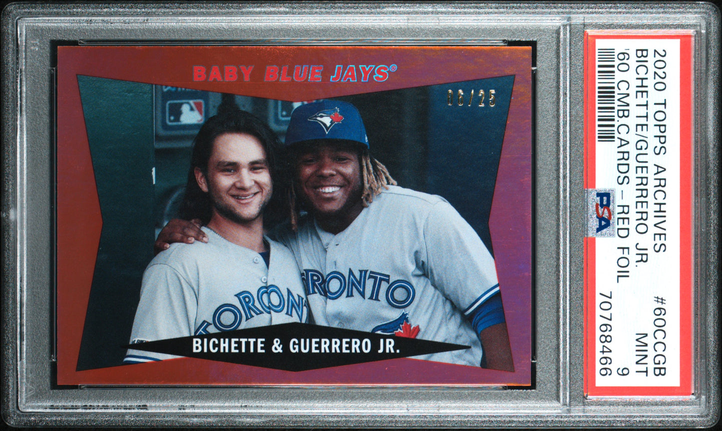 2020 Topps Archives Bo Bichette Vladimir Guerrero Jr. Baby Blue Jays Red /25