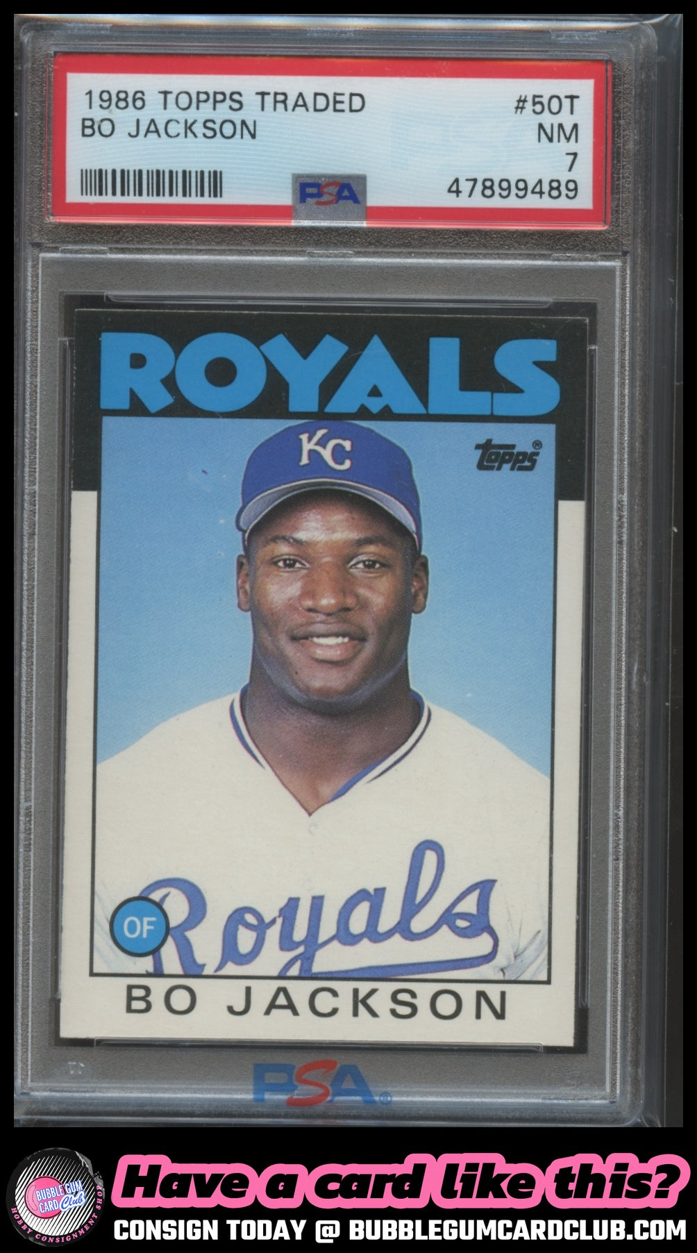 1986 Topps Traded Bo Jackson Kansas City Royals PSA 7