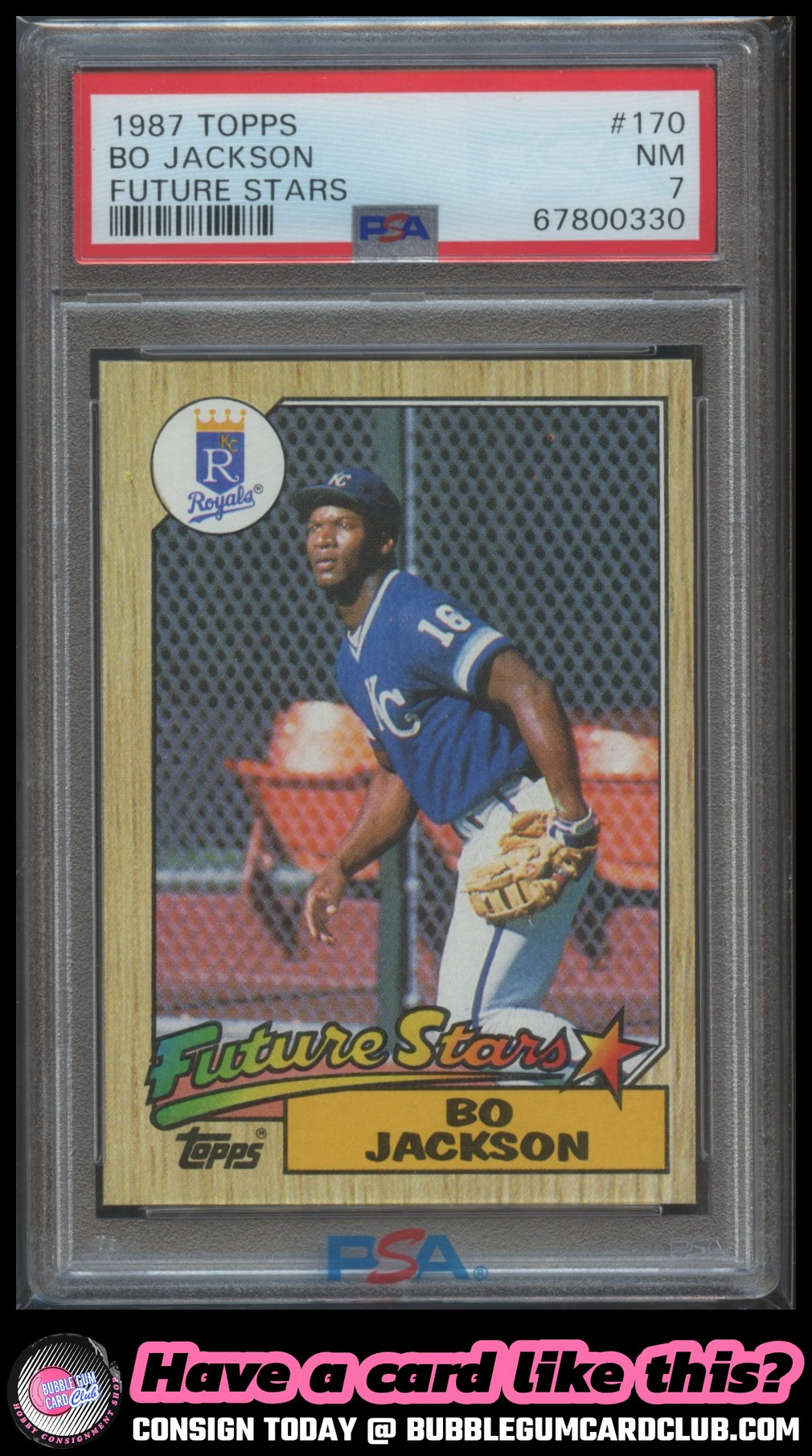 1987 Topps Bo Jackson Rookie Kansas City Royals PSA 7