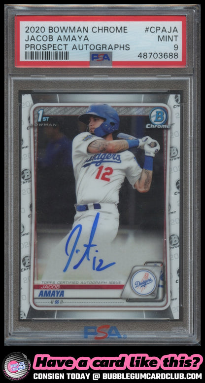 2020 Bowman Jacob Amaya Chrome Prospect Autographs Auto Los Angeles Dodgers