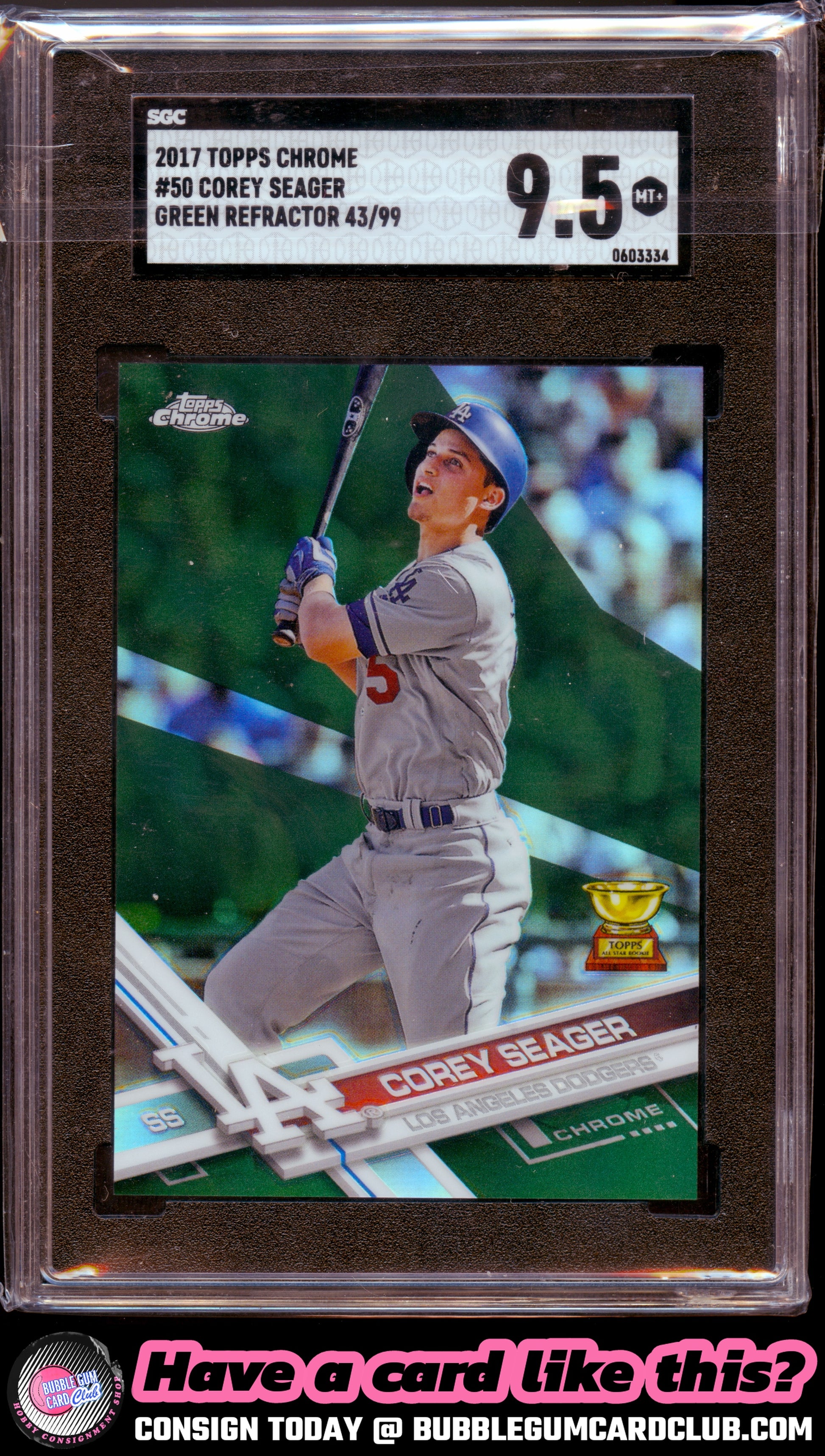 2017 Topps Chrome Corey Seager Green Refractor #/99 Los Angeles Dodgers SGC 9.5