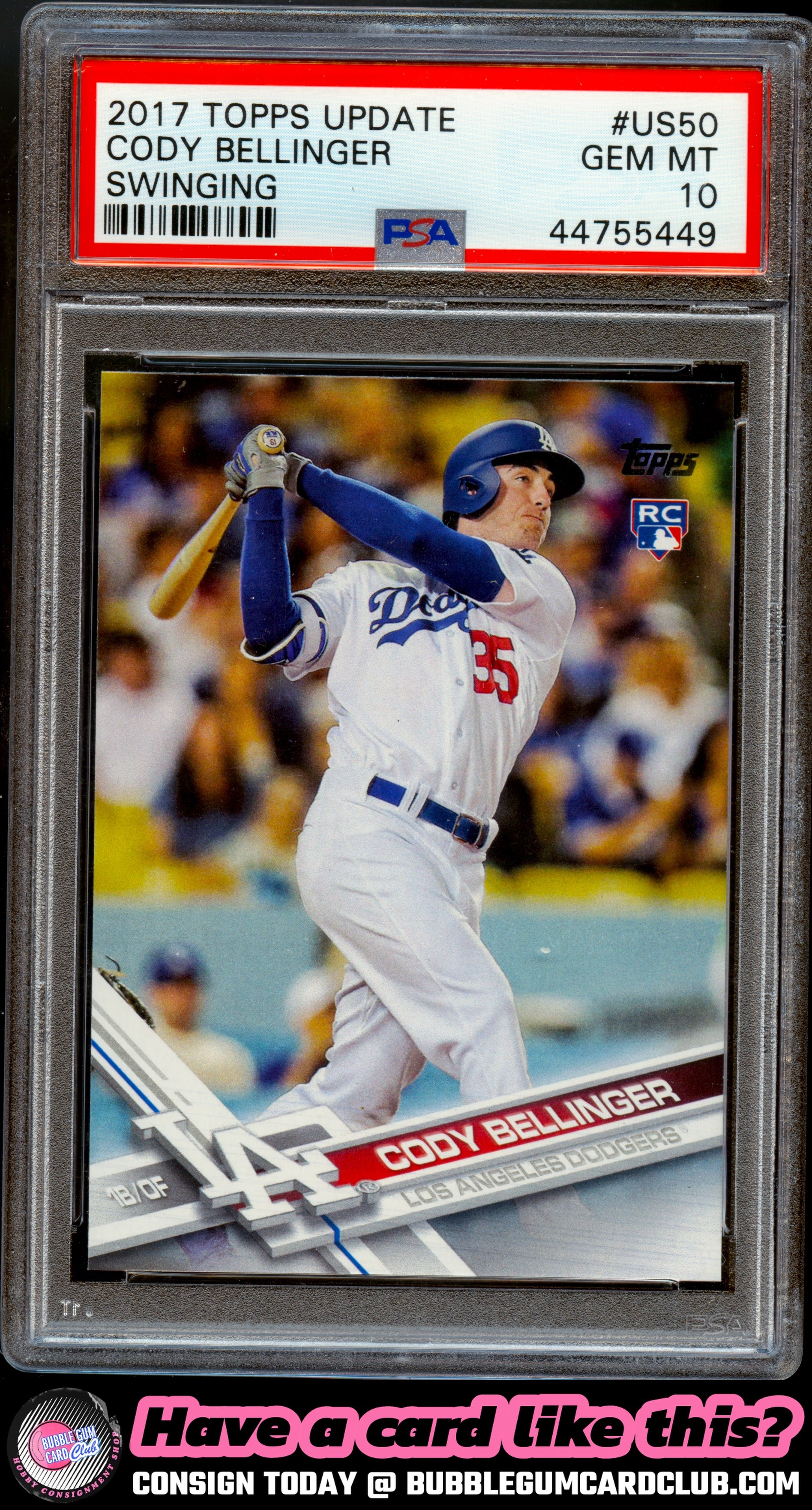 2017 Topps Update Cody Bellinger Rookie Los Angeles Dodgers PSA 10