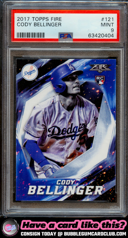 2017 Topps Fire Cody Bellinger Rookie Los Angeles Dodgers PSA 9