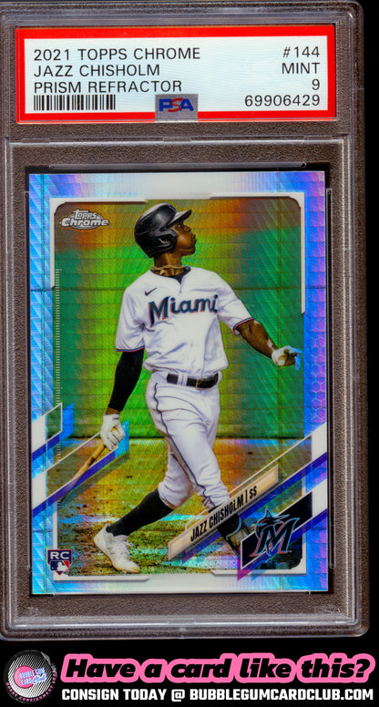 2021 Topps Chrome Jazz Chisholm Prism Refractor Miami Marlins PSA 9