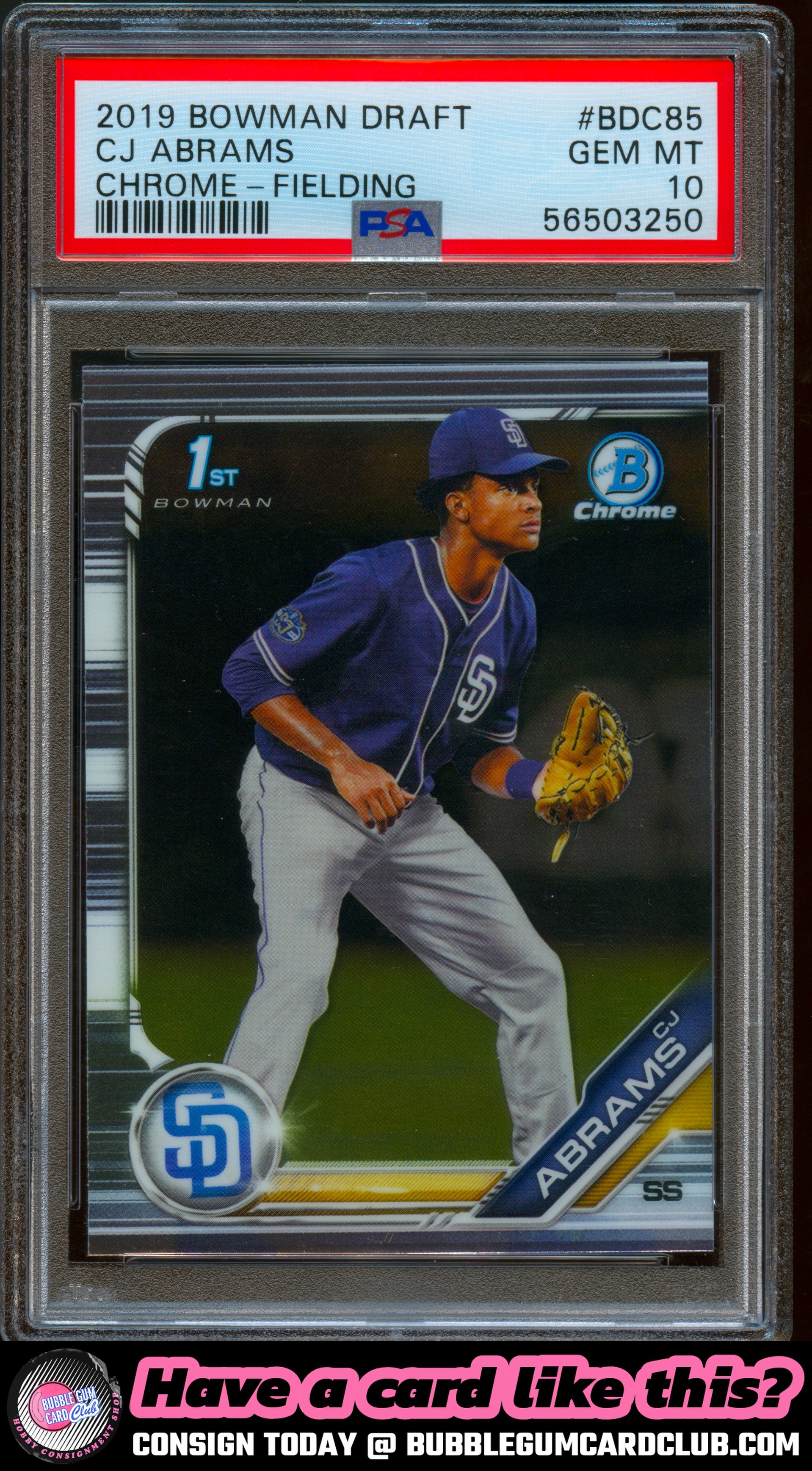 2019 Bowman Draft CJ Abrams Chrome San Diego Padres PSA 10