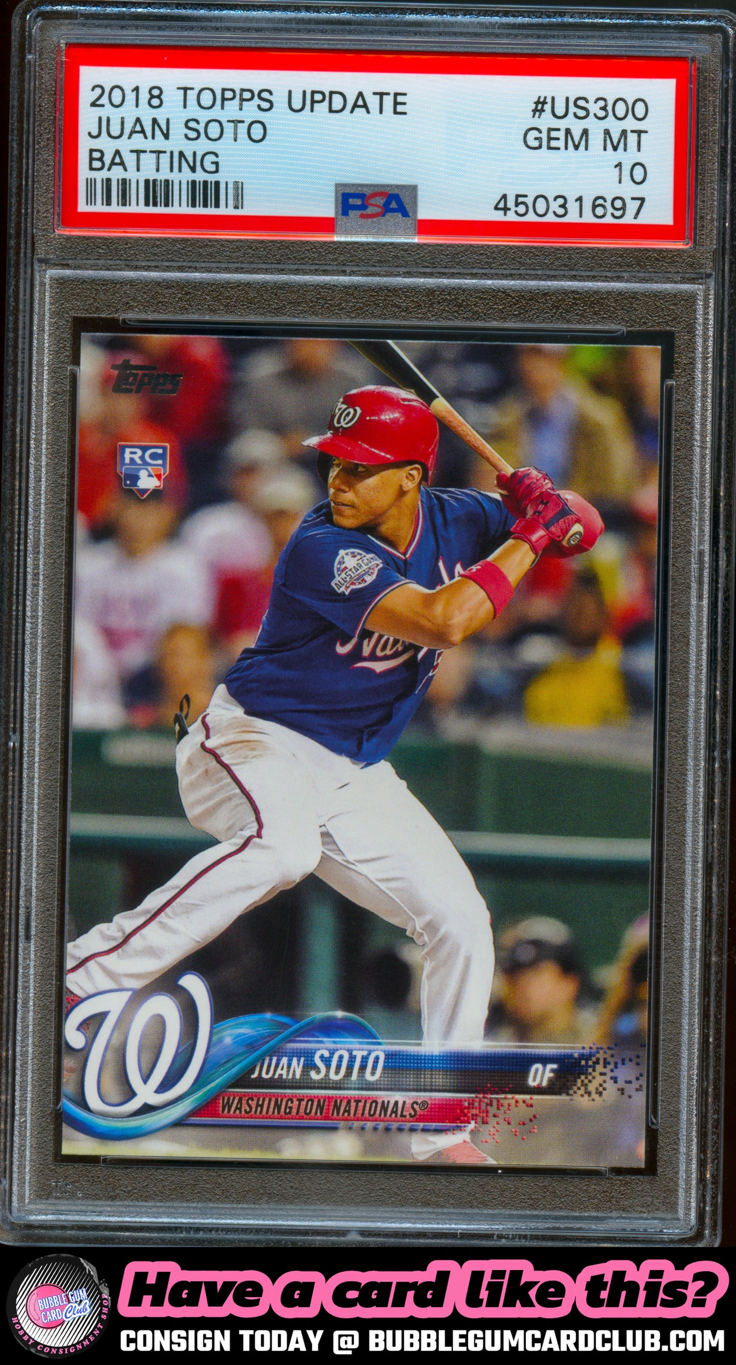 2018 Topps Update Juan Soto Rookie Washington Nationals PSA 10