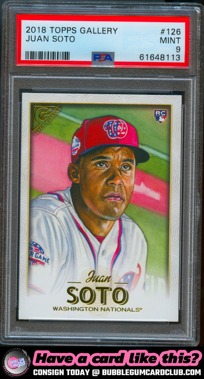 2018 Topps Gallery Juan Soto Rookie Washington Nationals PSA 9