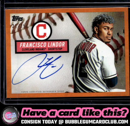 2019 Topps Brooklyn Collection Francisco Lindor Orange Auto /25 Indians