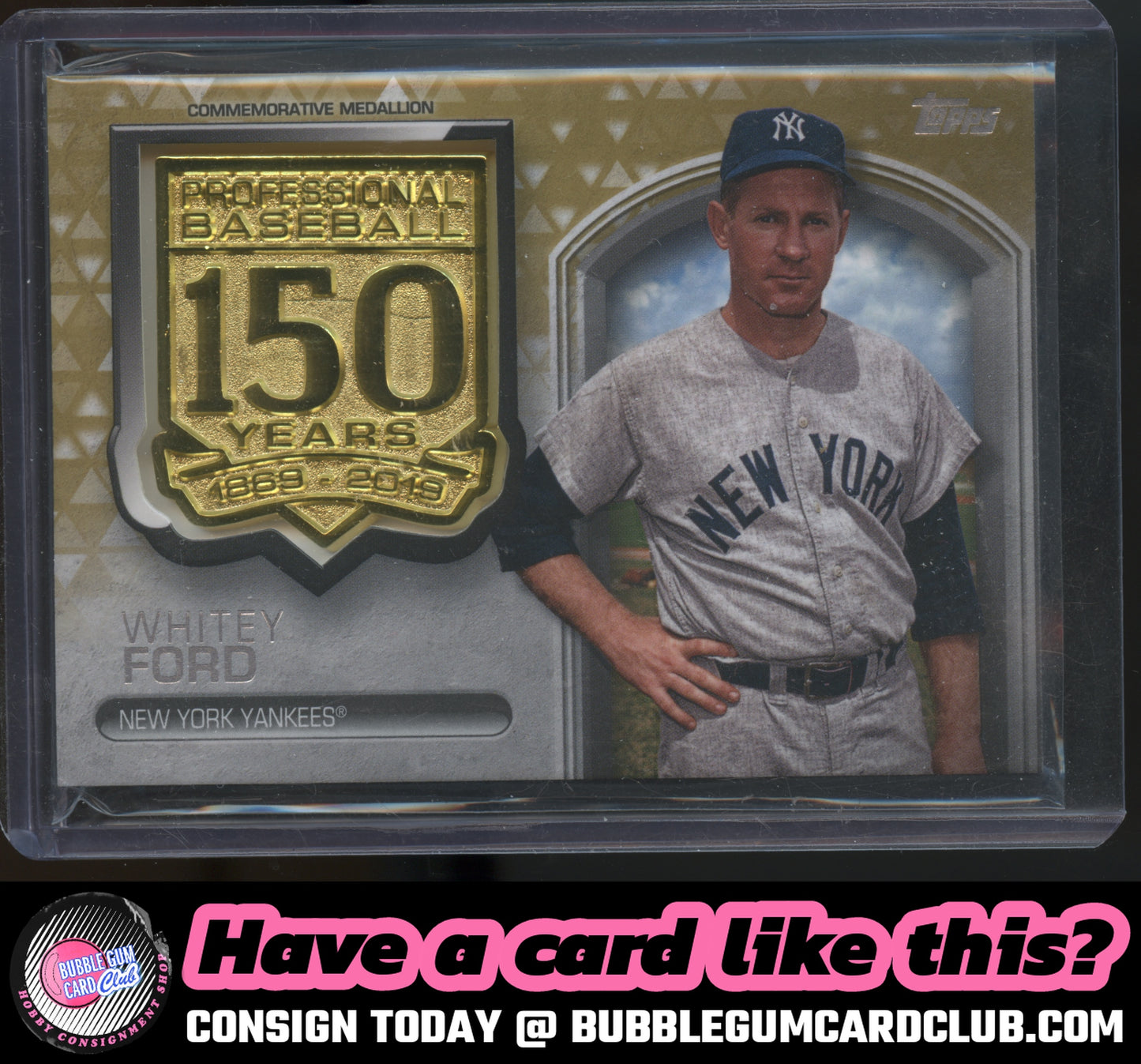 2019 Topps Update Whitey Ford 150th Anniversary Relic Gold /50 New York Yankees