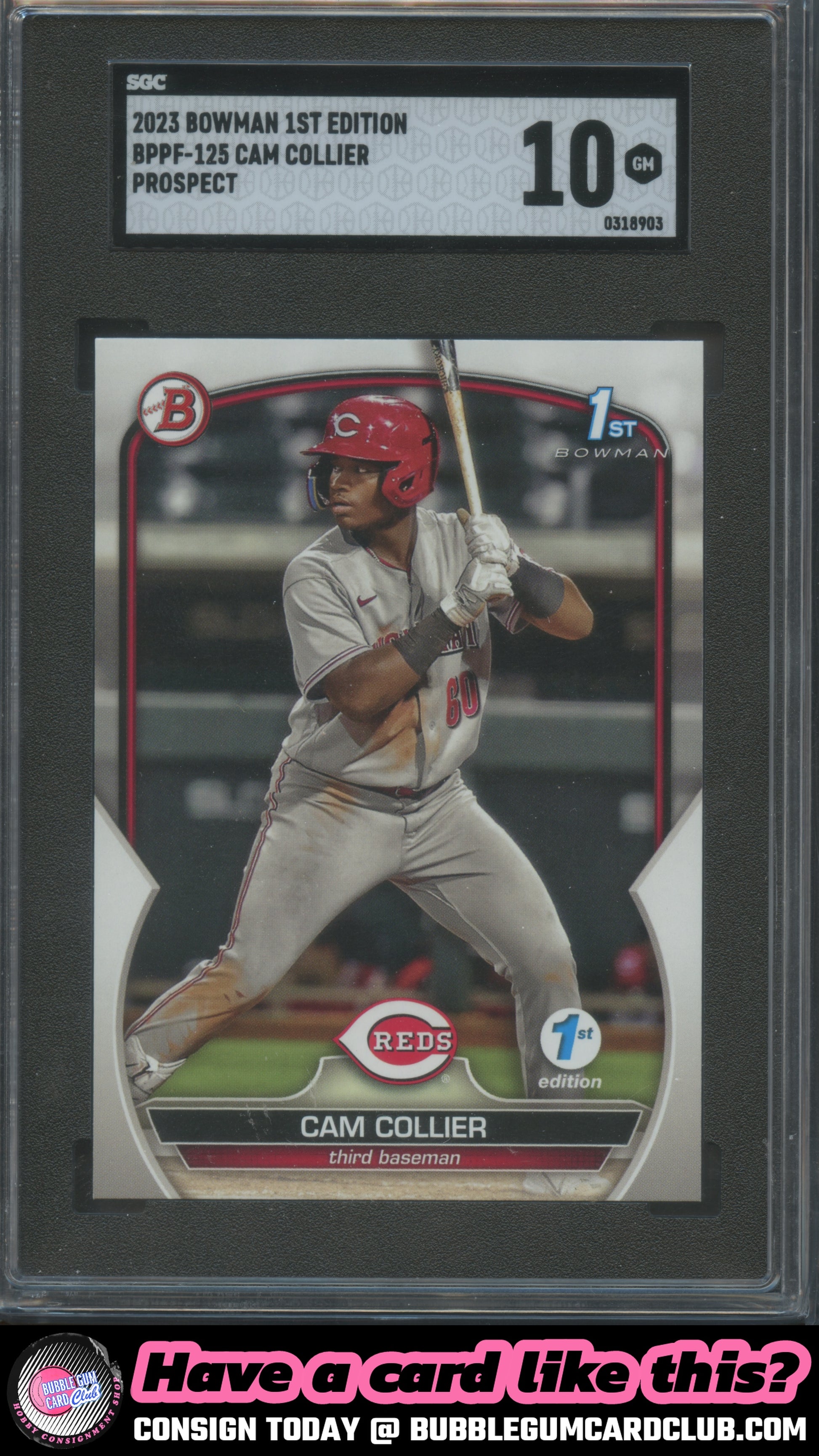 2023 Bowman 1st Edition Cam Collier Cincinnati Reds SGC 10