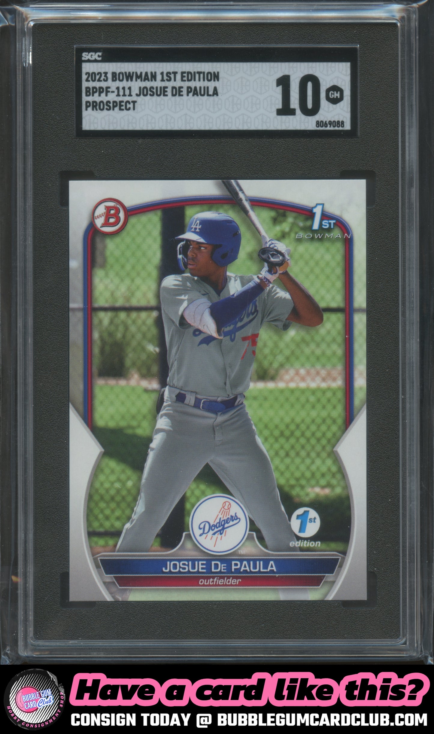 2023 Bowman 1st Edition Josue De Paula Los Angeles Dodgers SGC 10