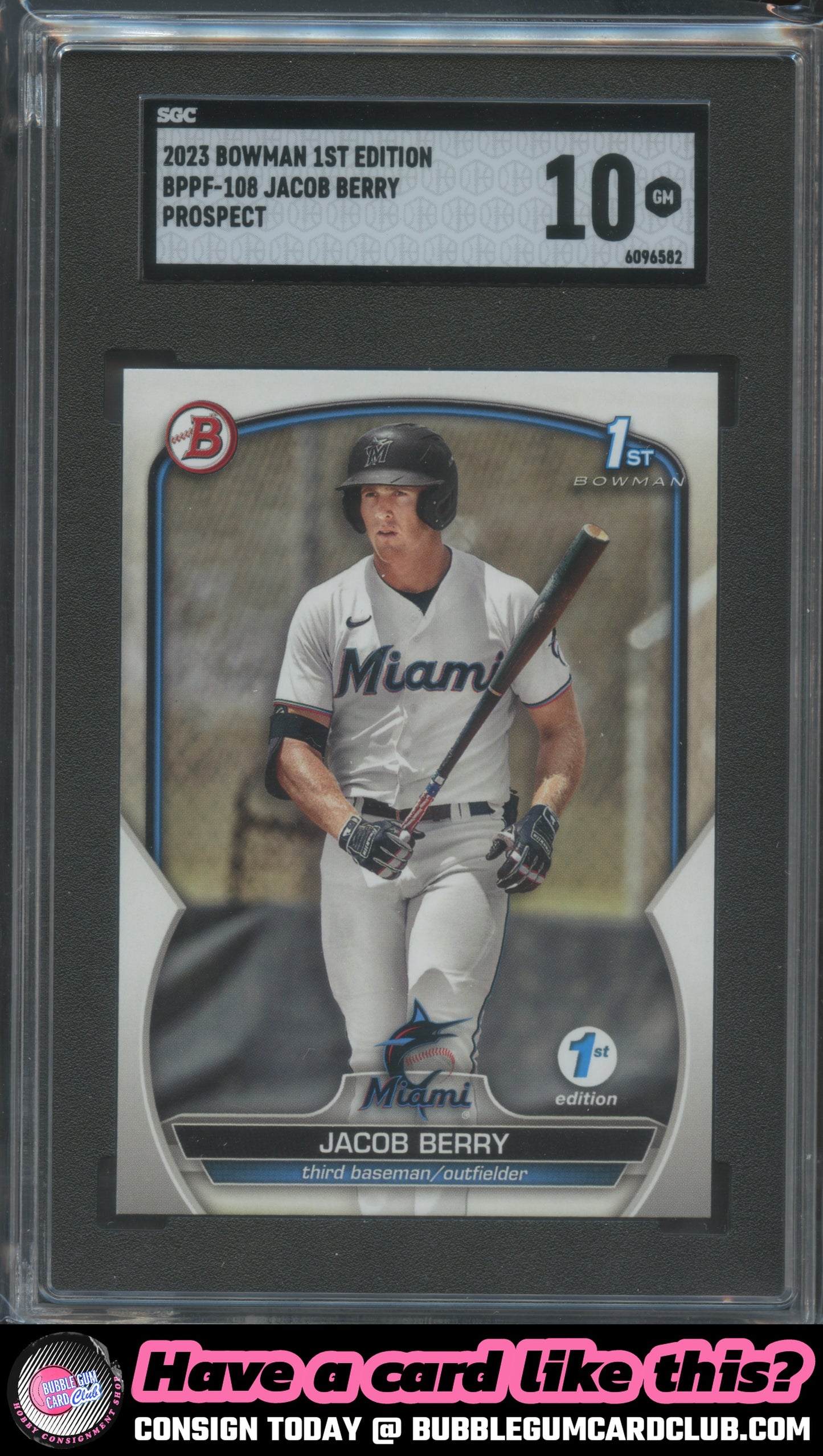 2023 Bowman 1st Edition Jacob Berry Miami Marlins SGC 10