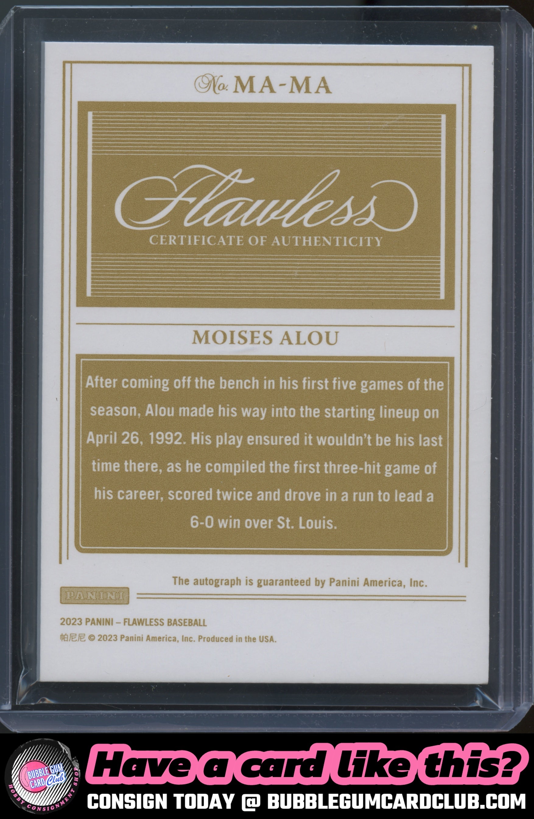 2023 Flawless Moises Alou Red Auto /20 Expos