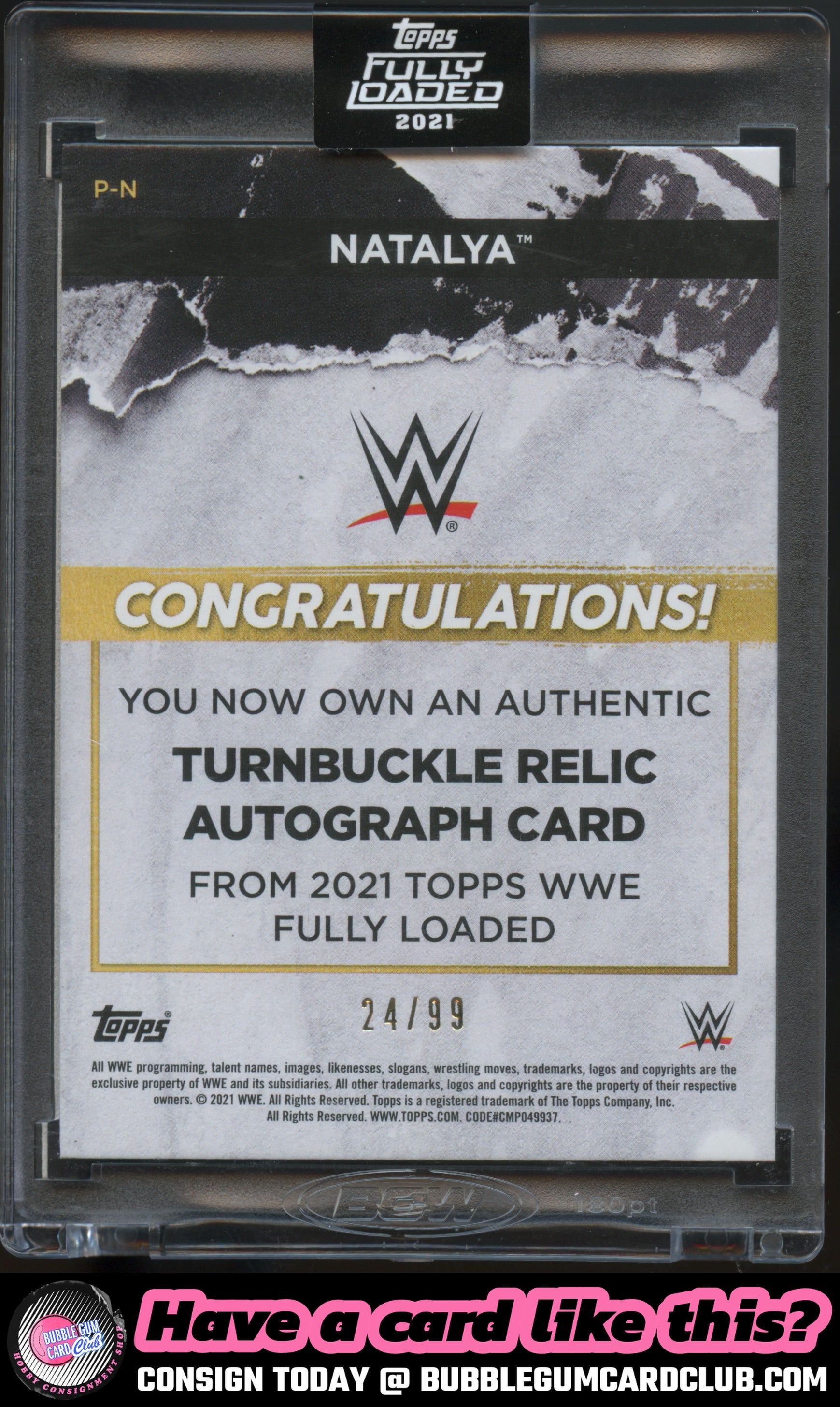 2021 Topps WWE Fully Loaded Auto Relic Natalya /75