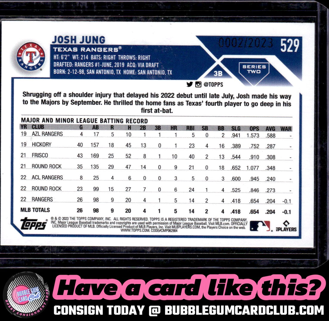 2023 Topps Josh Jung Gold /2023 Texas Rangers