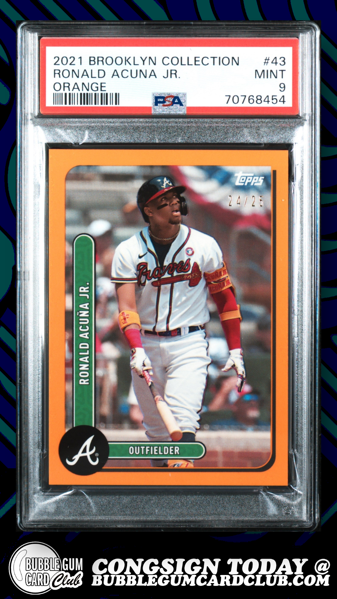 2021 Topps Brooklyn Collection Ronald Acuna Jr #43 Orange /25 Braves