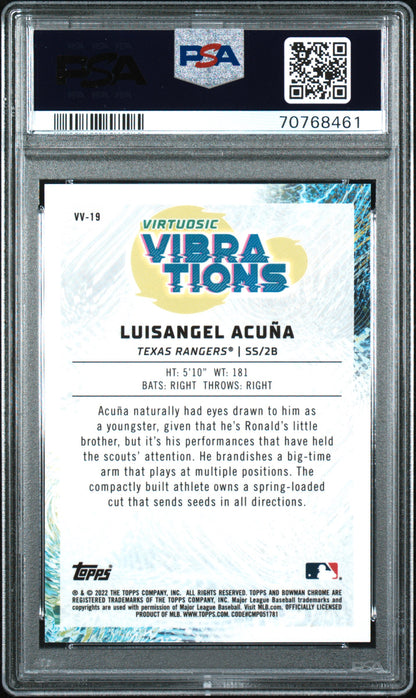 PSA 9 2022 Bowman Luisangel Acuna Virtuosic Vibrations Green /99