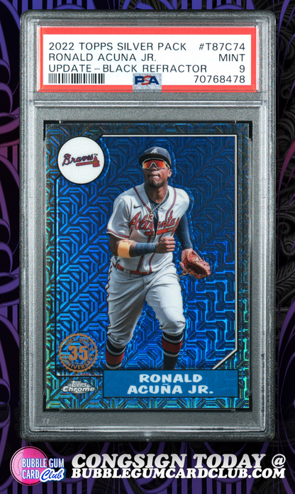 2022 Topps Update Silver Pack Ronald Acuna Jr. Black /199 PSA 9 POP 3